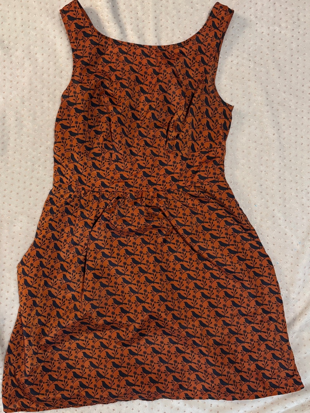 Trixxi Rust Orange Dress with Navy Floral Print